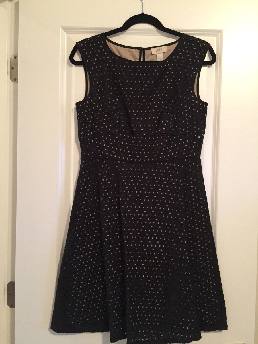 Ann Taylor Loft Black Eyelet Nude Lining Dress 2