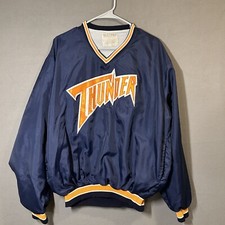 VINTAGE Thunder V-Neck lined Windbreaker Pullover Jacket Adult L DeLong USA Made