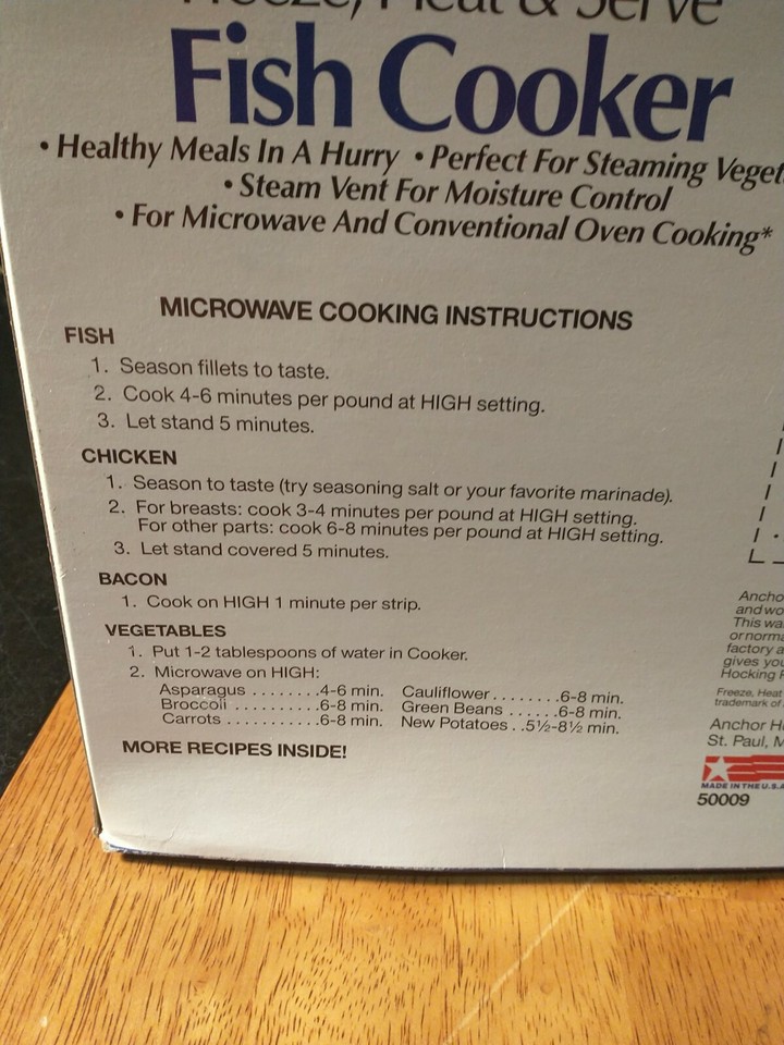 Anchor Hocking Freeze Heat And Serve Fish Cooker 641-11. EUC | eBay