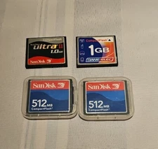 lot of 4 SanDisk Ultra II 1GB &64MB Camera Memory Card, DANE-elec free shipping 