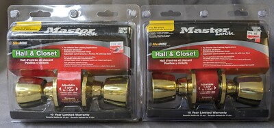 Set Of 2 MASTER LOCK HALL & CLOSET Passage Door Knob Brass Gold Tone New