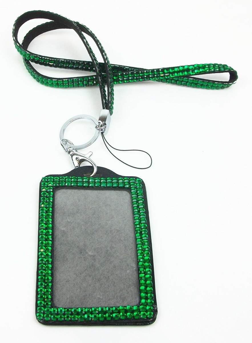 Wholesale Rhinestone Bling Crystal Beads Lanyard With Vertical ID Badge