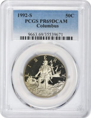 #ad 1992 S Columbus Commemorative Half Dollar PR69DCAM PCGS $17.85