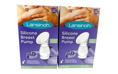 Lansinoh Silicone Manual Breast Pump w/ Cap & Strap w/collector- Set of 2 NEW!!