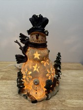 Lighted Snowman With Small Snowman With Trees Approx 9