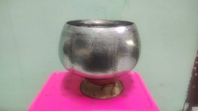 7'' Handcraft Thai Monk's Alms Bowl Stainless Steel Lime Shape Ban Bat Community