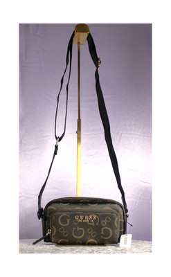 GUESS Los Angeles Brown Logo Mini Crossbody Bag Zip Around NWT