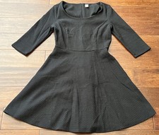 Old Navy Black Women's Medium Long Sleeve Back Zip Rib Knit Flared Sweater Dress