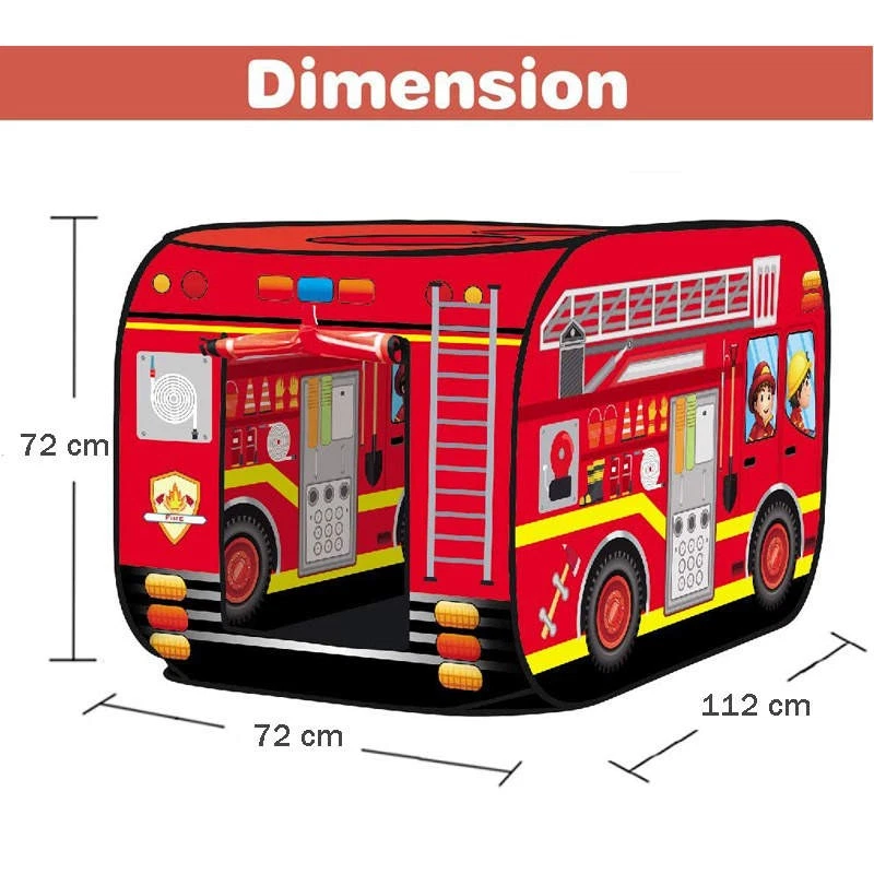 Kids Playhouse Fire Truck Play Tent Pop Up Fire Truck Indoor Outdoor Boys Girls - image 2 of 4