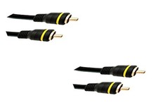 2 Pack RCA Male To Male Gold-Plated Connectors 25 Feet Black CNE466083 Brand New