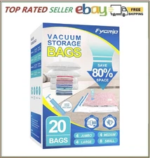 Vacuum Storage Bags 20 Pack with Hand Pump - 80% Space Saver for Clothes