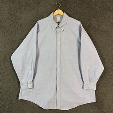 Brooks Brothers OCBD Shirt Mens 18.5 34 Blue Long Sleeve Preppy Made in USA