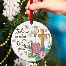 Lovely Dove  Circle Ornament - Believe In What You Pray For