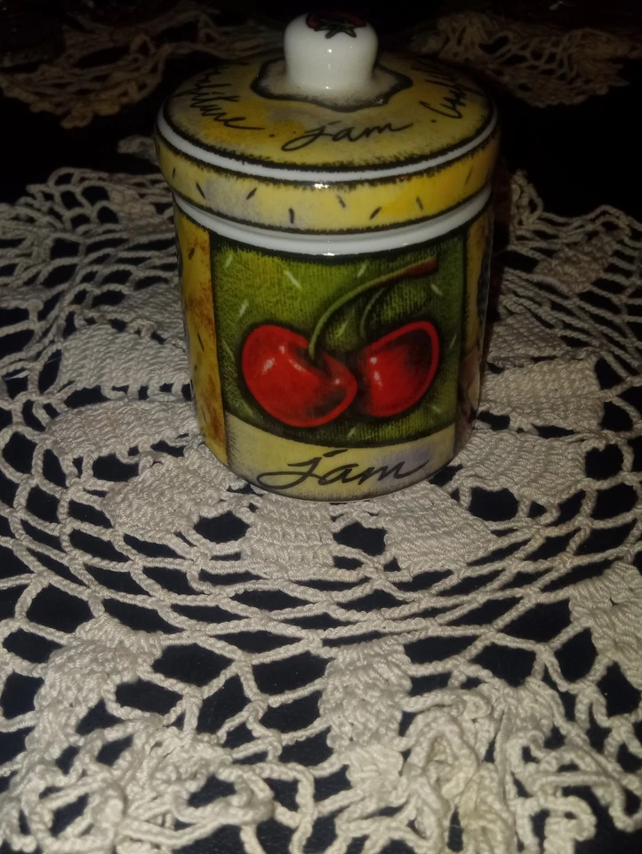 Tarro de gelatina de mermelada de cerámica Uptown Market Joie De Vivre MSC International sin cuchara Shf Foto 3 de 4