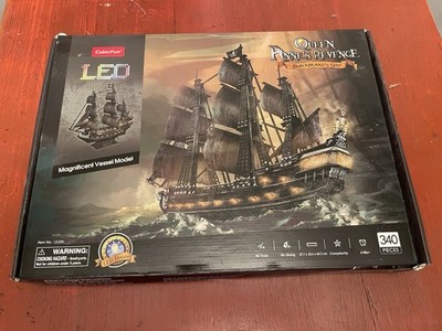 The Queen Anne s Revenge Blackbeards Pirate Ship Cubic Fun 3D Puzzle With LED