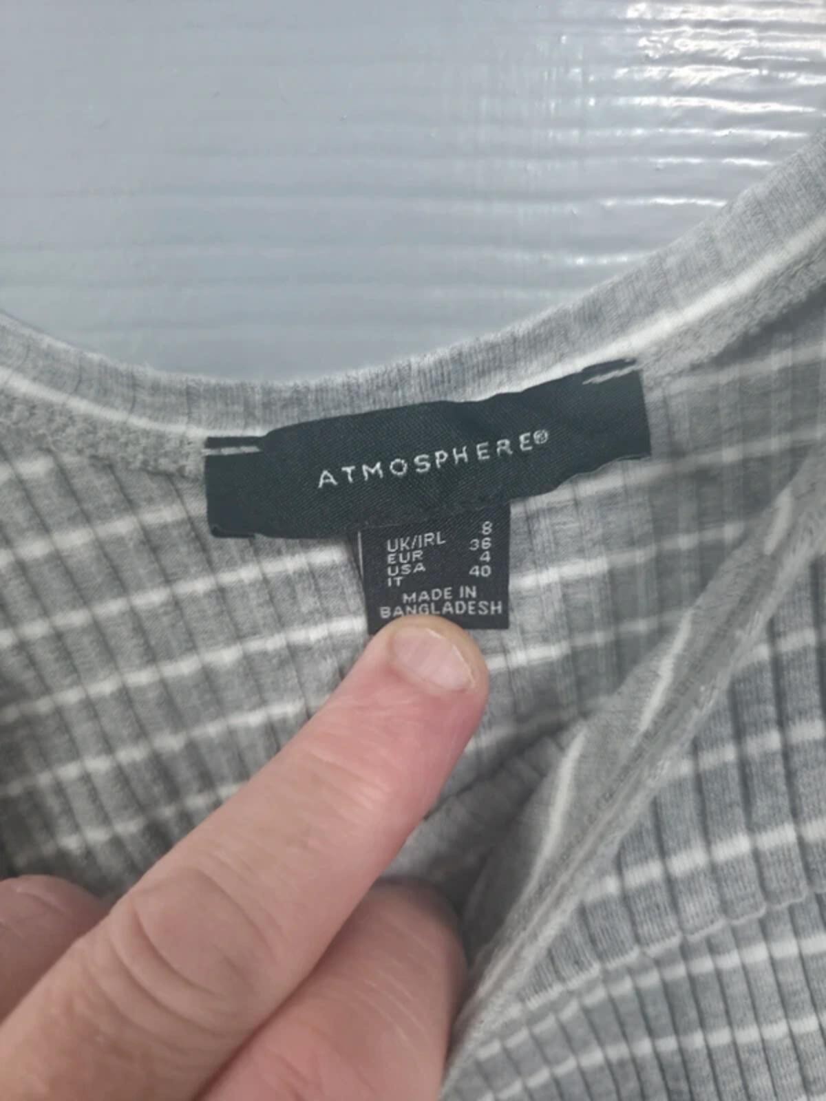 Atmosphere Grey & White Striped Ribbed Midi Dress - Size 8 image 3