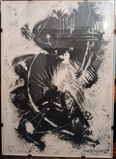 UMBERTO MASTROIANNI SERIGRAFIA ORIGINALE BIANCO E NERO OPERA ASTRATTA ANNI '60