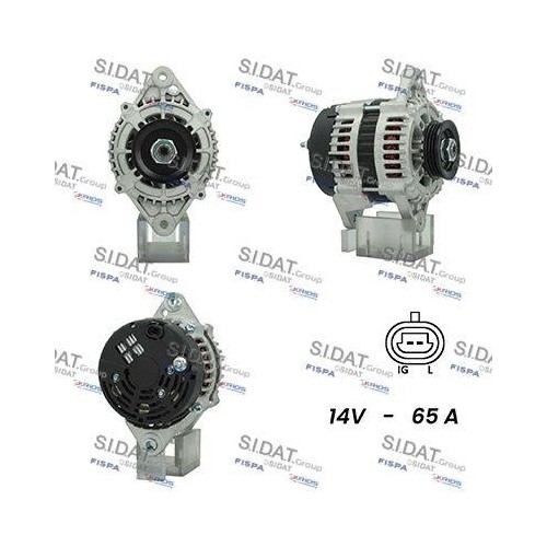 Alternateur Sidat A12VA0183A2 pour Chevrolet Daewoo, 12V 65A