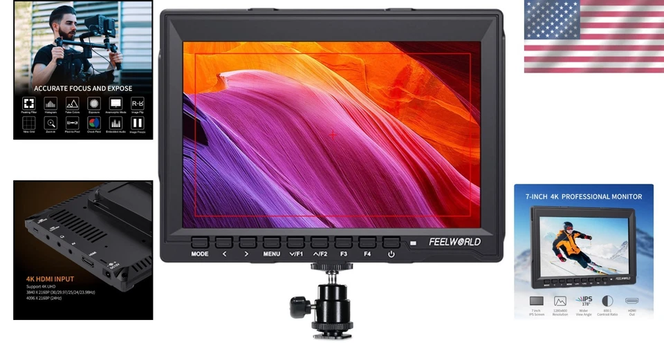 Compact 7-Inch Camera Monitor with 1280x800 Resolution & Professional Features - Image 2 of 4