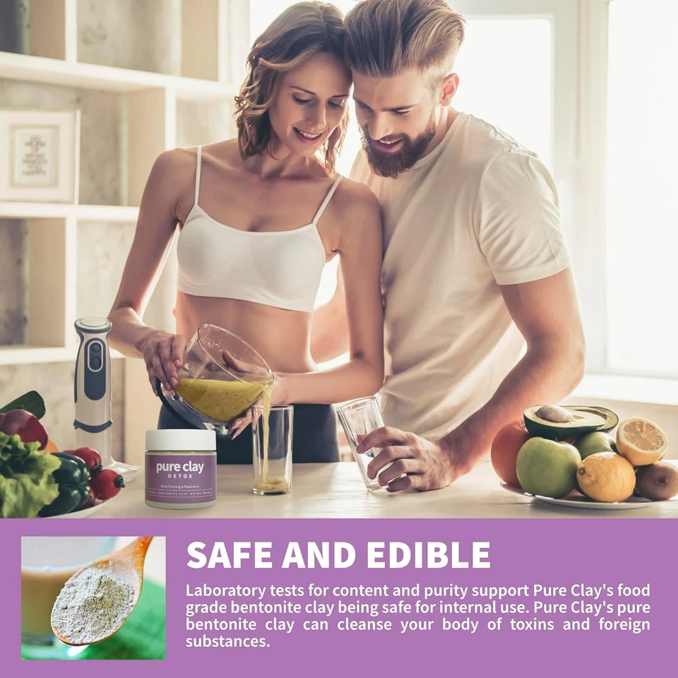 Pó de argila bentonita cálcio orgânico grau alimentício, interno e externo Deep Cle - Imagem 4 de 4