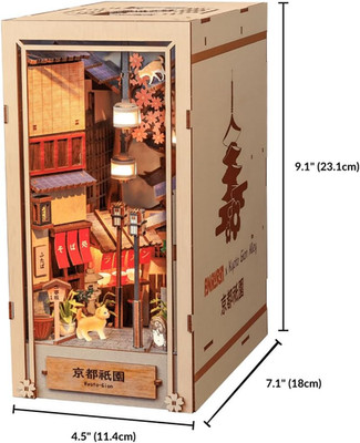 DIY Book Nook Kit Kyoto Gion 3D Wooden Puzzle Bookshelf Insert Decor