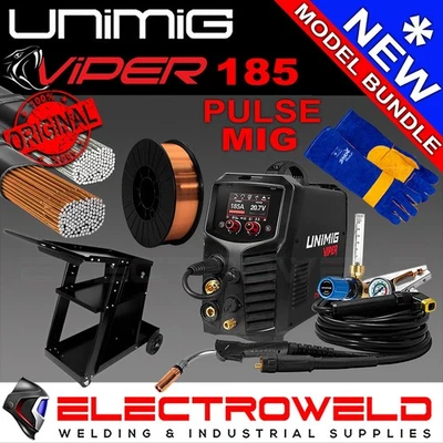 UNIMIG Viper Multi 185 MIG TIG Stick Welder + Trolley + Wire +Gloves+Rods U11260 - Bild 1 von 4