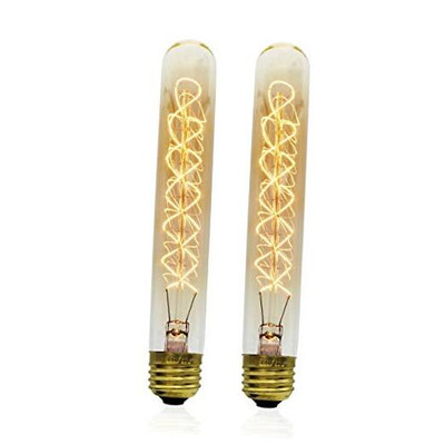 Vintage Edison Bulb, T9 T9-185 Tube Shape Spiral, 60w, Medium E26 Base, 2-Pack 
