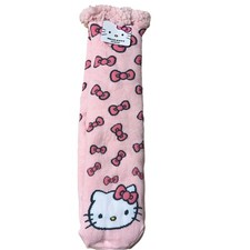 New SANRIO HELLO KITTY Ladies SHERPA SLIPPER SOCKS GRIPPER BOTTOM BOWS ALL OVER