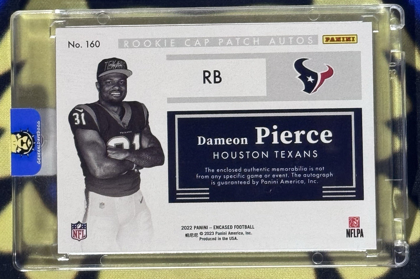 2022 Panini Encased - Rookie Cap Patch Autos Dameon Pierce #160 /50 Eagles view 2