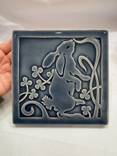 Carreaux Du Nord Fine Art Tile Hare Blue  Approx 6”X 6” Signed