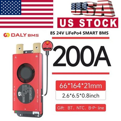 Daly Smart BMS 8S 24V 200A LiFePo4 Battery BMS w/Balance +Bluetooth Module US