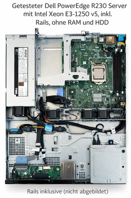 Dell PowerEdge R230 Server Xeon E3-1230 v5 getestet inkl. Rails ohne RAM/HDD