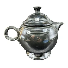 Fiesta Ware Black Teapot With Lid Round Handle Homer Laughlin Fiesta Stoneware