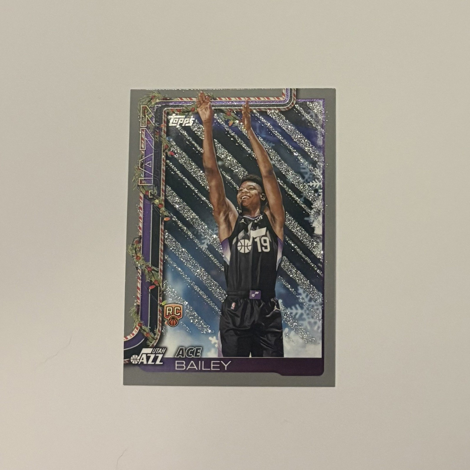 2025-26 Topps Holiday Ace Bailey #H165 Holiday Silver Glitter Rookie RC Jazz
