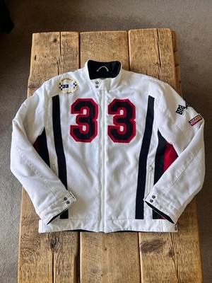 Vintage Clockhouse Motorbike Jacket Medium White Embroidered Racing Motorsports