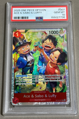 Ace & Sabo & Luffy graded PSA 10 for sale on eBay