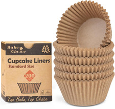200 Pcs Natural Non-Stick Cupcake Liners, Food-Grade Greaseproof Muffin Cups