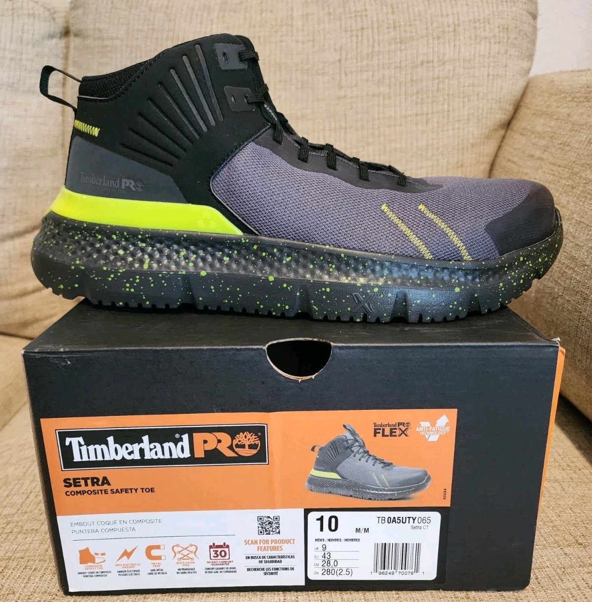 Timberland PRO Setra Gray Work Safety Boots for Men Size 10