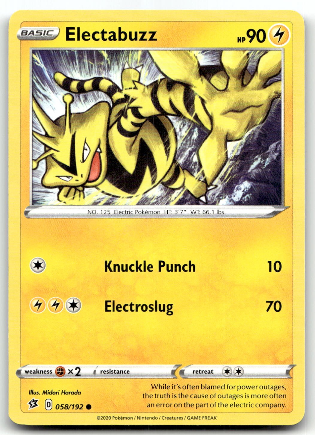 Electabuzz 058/192 SWSH02: Rebel Clash Common Normal Pokemon TCG NM