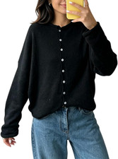 Women Size Medium Knit Cardigan Sweaters Long Sleeve Button down Loose Top