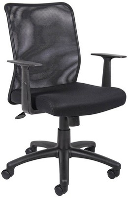 Boss Black Budget Mesh Task Chair with T-Arms