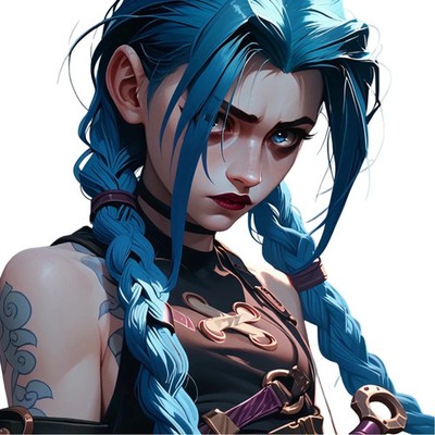 Jinx Arcane LoL Waifu  Waterproof Die-Cut Sticker