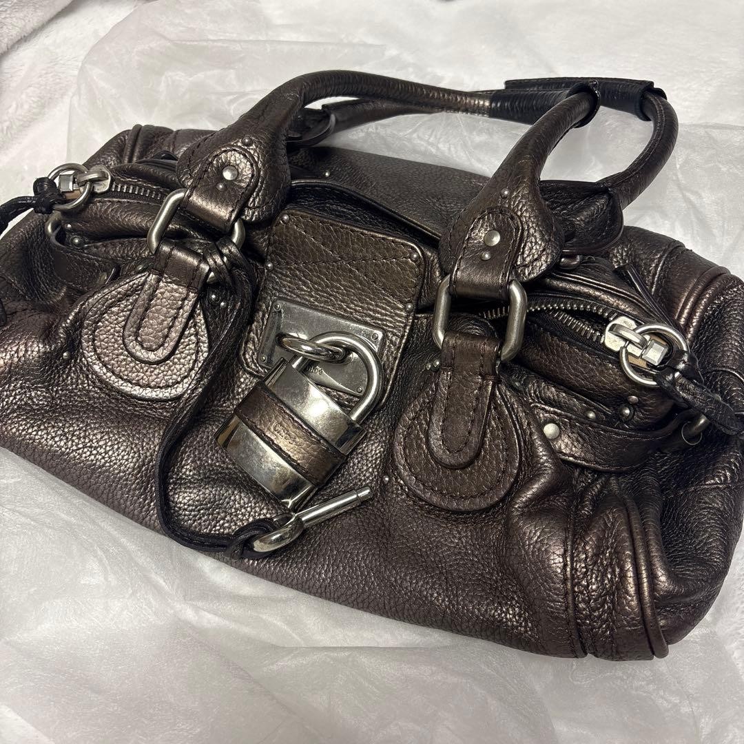 Chloe Paddington Bronze Leather Handbag Silver Padlock Y2K Satchel