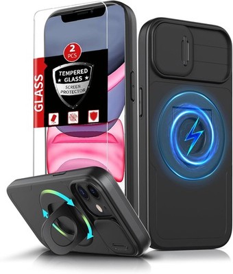 iPhone 11 Case/iPhone XR Case Magnetic Wireless Charging with 2 Screen Protector