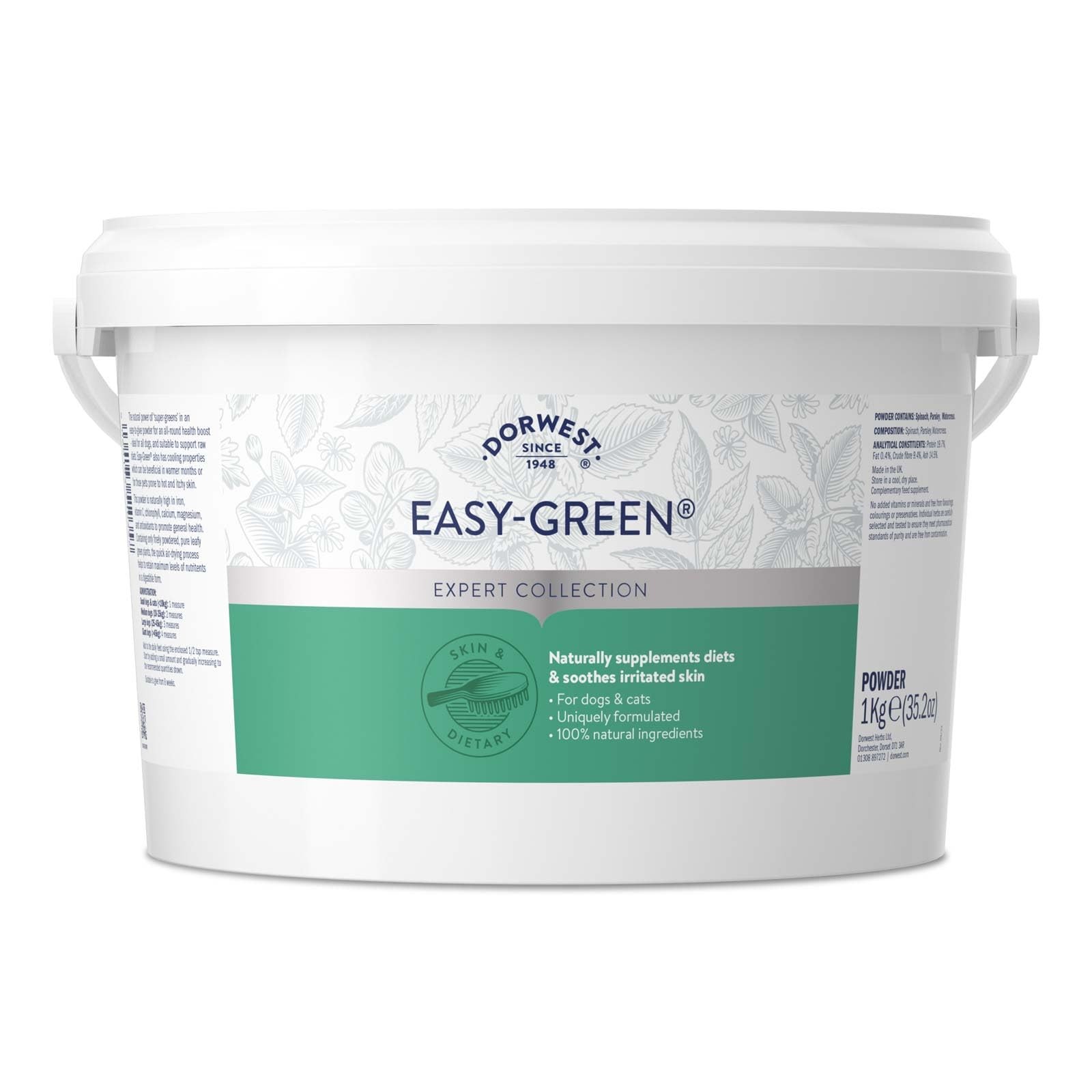 DORWEST HERBS Easy-Green Powder 1kg, Super Green Raw Diet Supplement for Dogs, Itch Relief for Dogs and Cats – Natural Supplement for Cats and Dogs with Allergies - Image 2