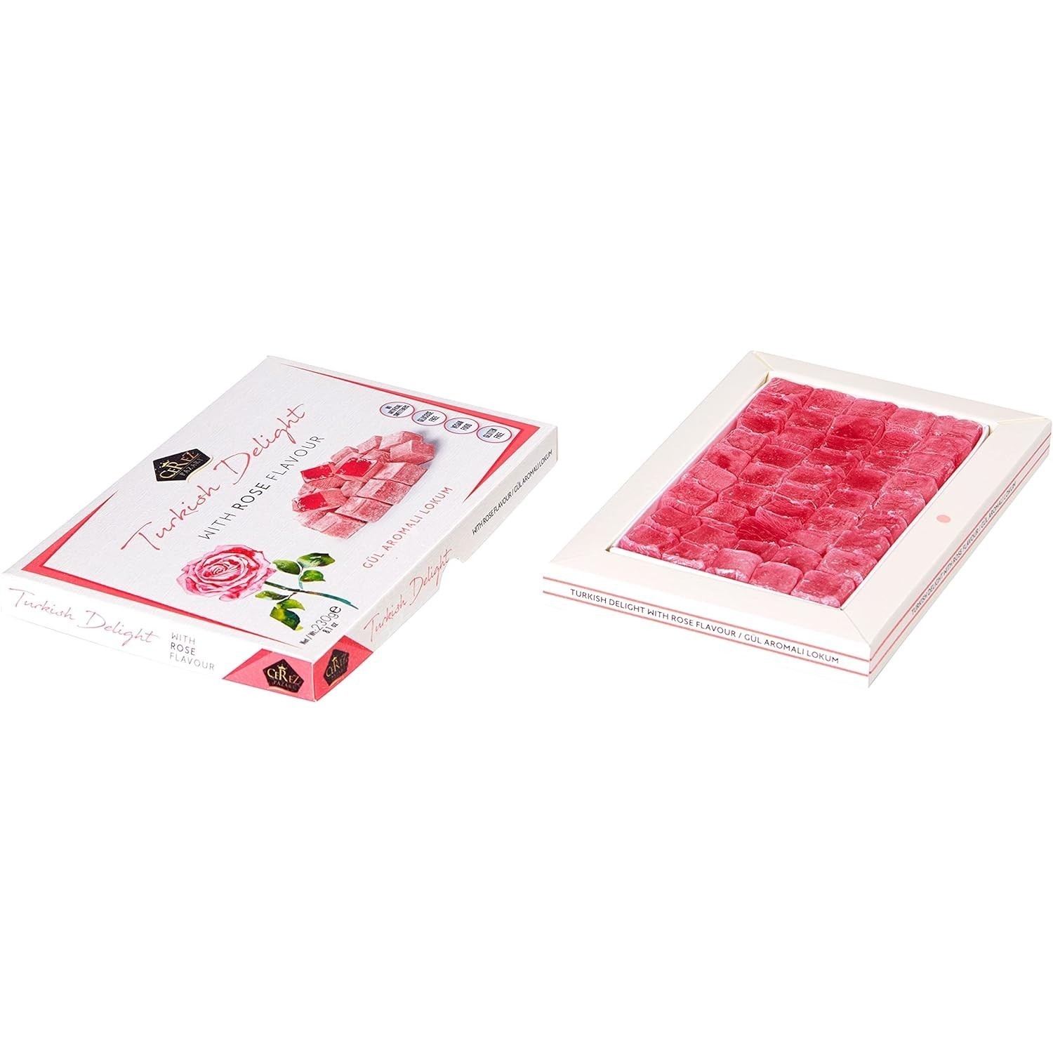 Turkish Delight Rose Flavor Soft Candy  No Nuts Gourmet Snack 40 Pcs