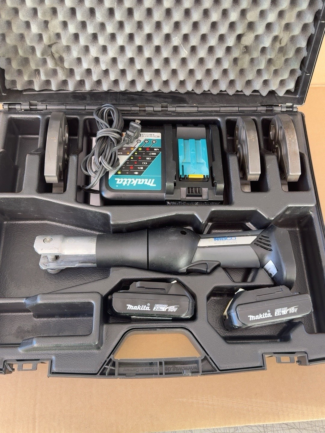 NIBCO PC -20M 18V Cordless PRO PRESS TOOL KIT 3 JAWS 2 BATTERIES Charger CASE