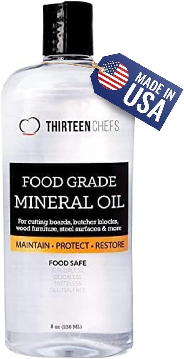 Safe 8 oz Food Grade Mineral Oil - Ideal Conditioner for Butcher Block & Marble