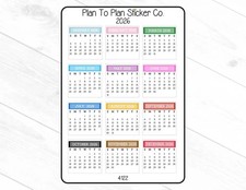 4122 2026 Monthly Calendars Planner Stickers.