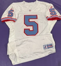 1997-98 Tenneesee Oilers(Houston) Game/Team Issued #5 Logo Athletic Jersey 42